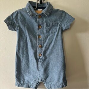 Baby Chambray Polo Romper